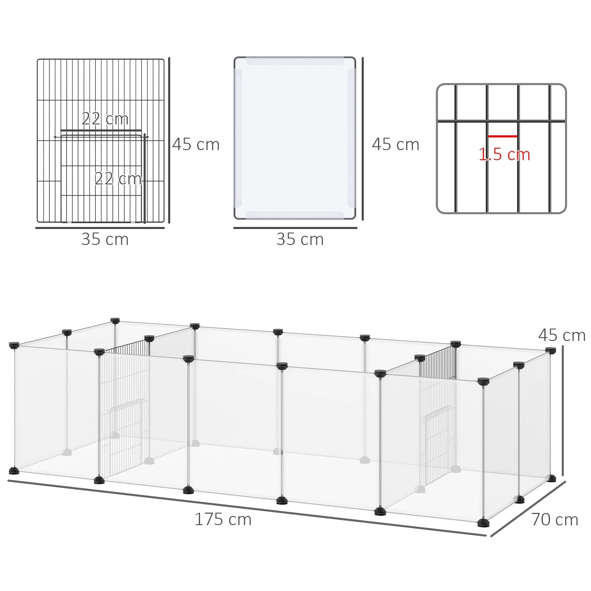 18 Panel Small Animal Playpen White by Pawhut