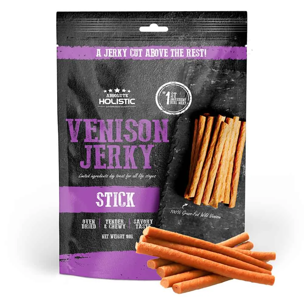 20% OFF: Absolute Holistic Venison Loin Stick Grain Free Dog Treats 100g