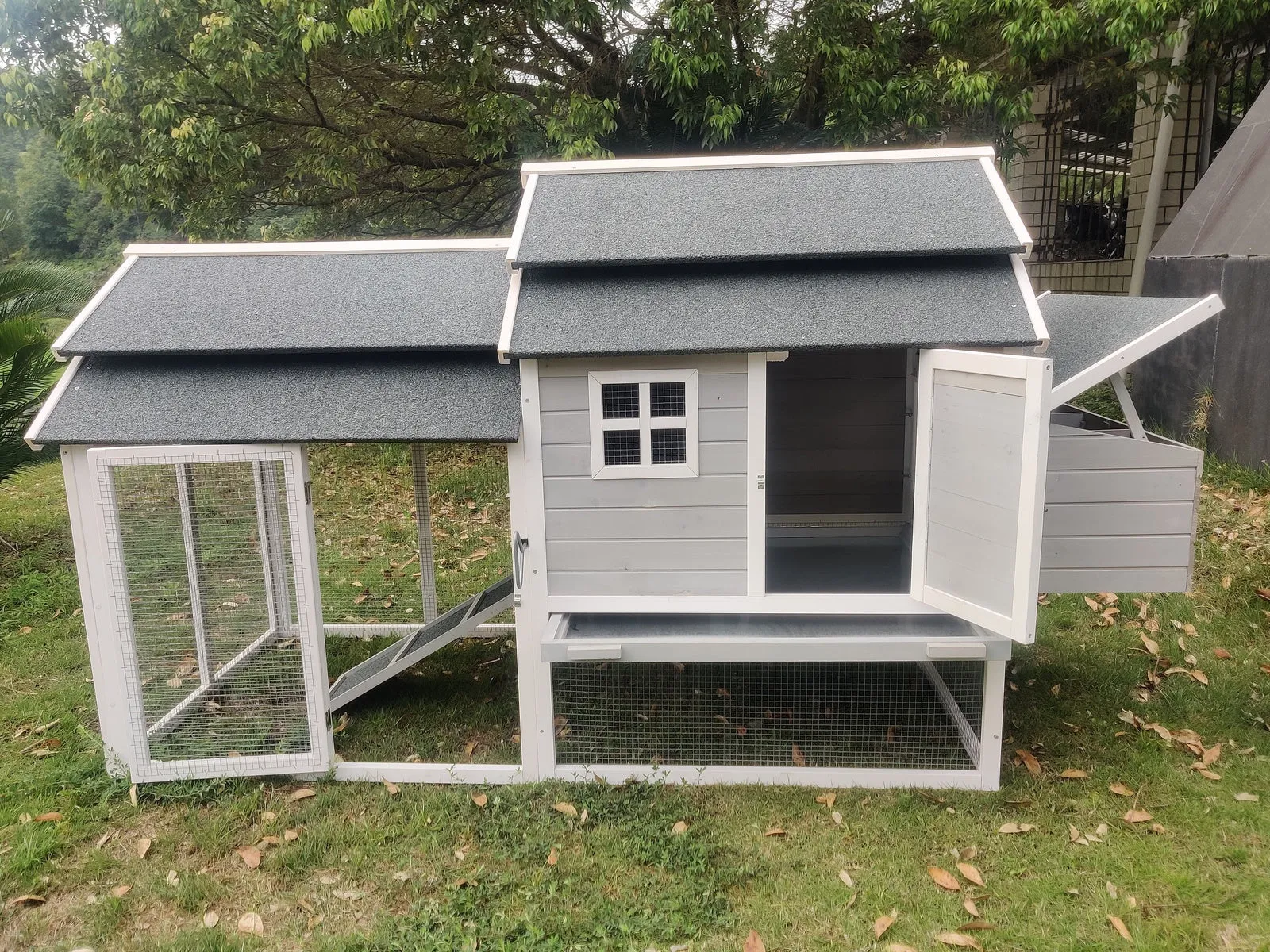 230CM XL Wooden Chicken Coop Rabbit Hutch with Nest Boxes