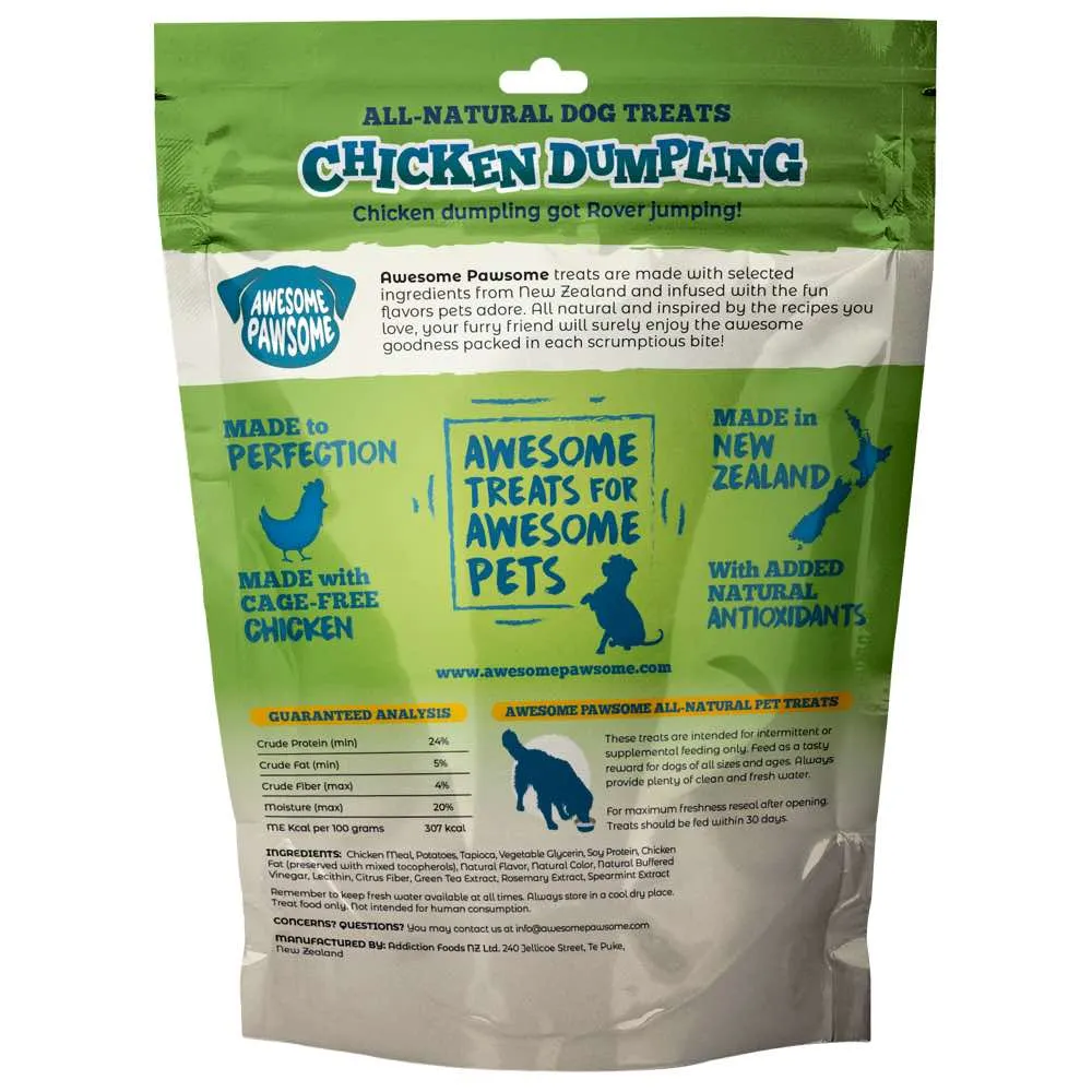 4 FOR $14: Awesome Pawsome Chicken Dumpling Grain-Free Dog Treats 3oz