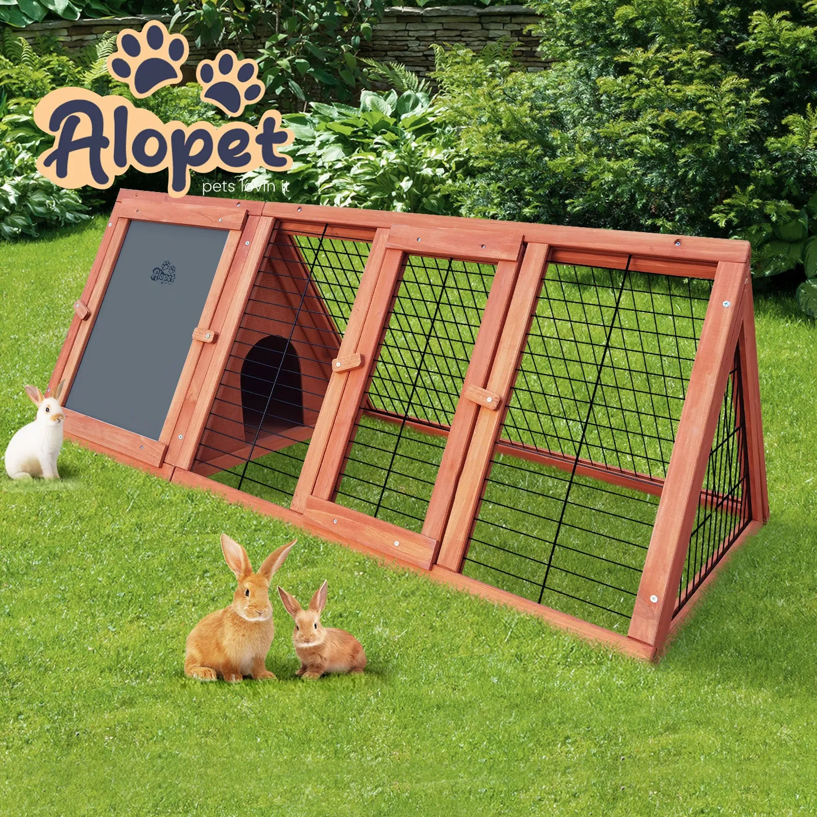 Alopet Rabbit Hutch Bunny House Run Cage Chicken Coop Wooden Outdoor Pet Hutch