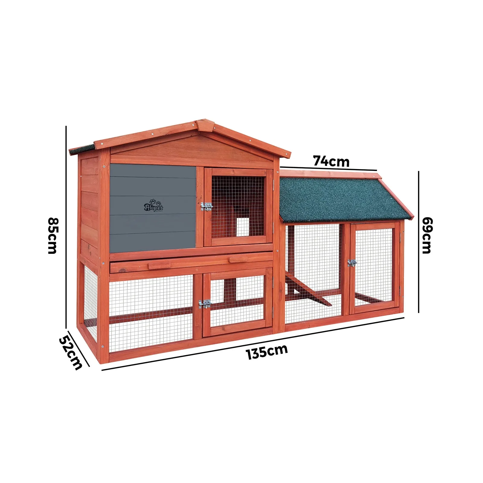 Alopet Rabbit Hutch Chicken Coop Bunny House Run Cage Wooden Outdoor Pet Hutch