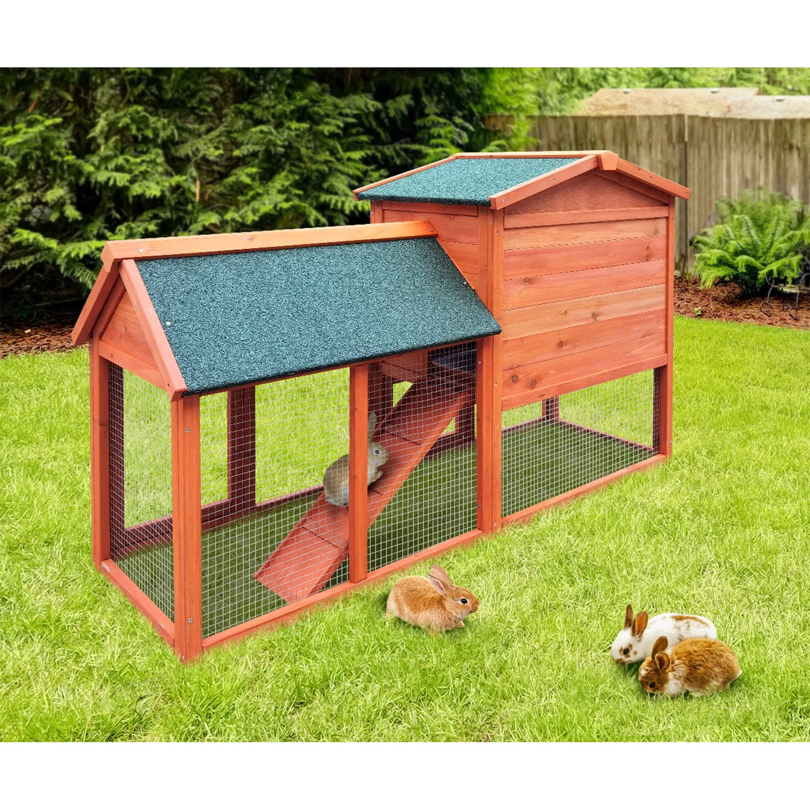 Alopet Rabbit Hutch Chicken Coop Bunny House Run Cage Wooden Outdoor Pet Hutch