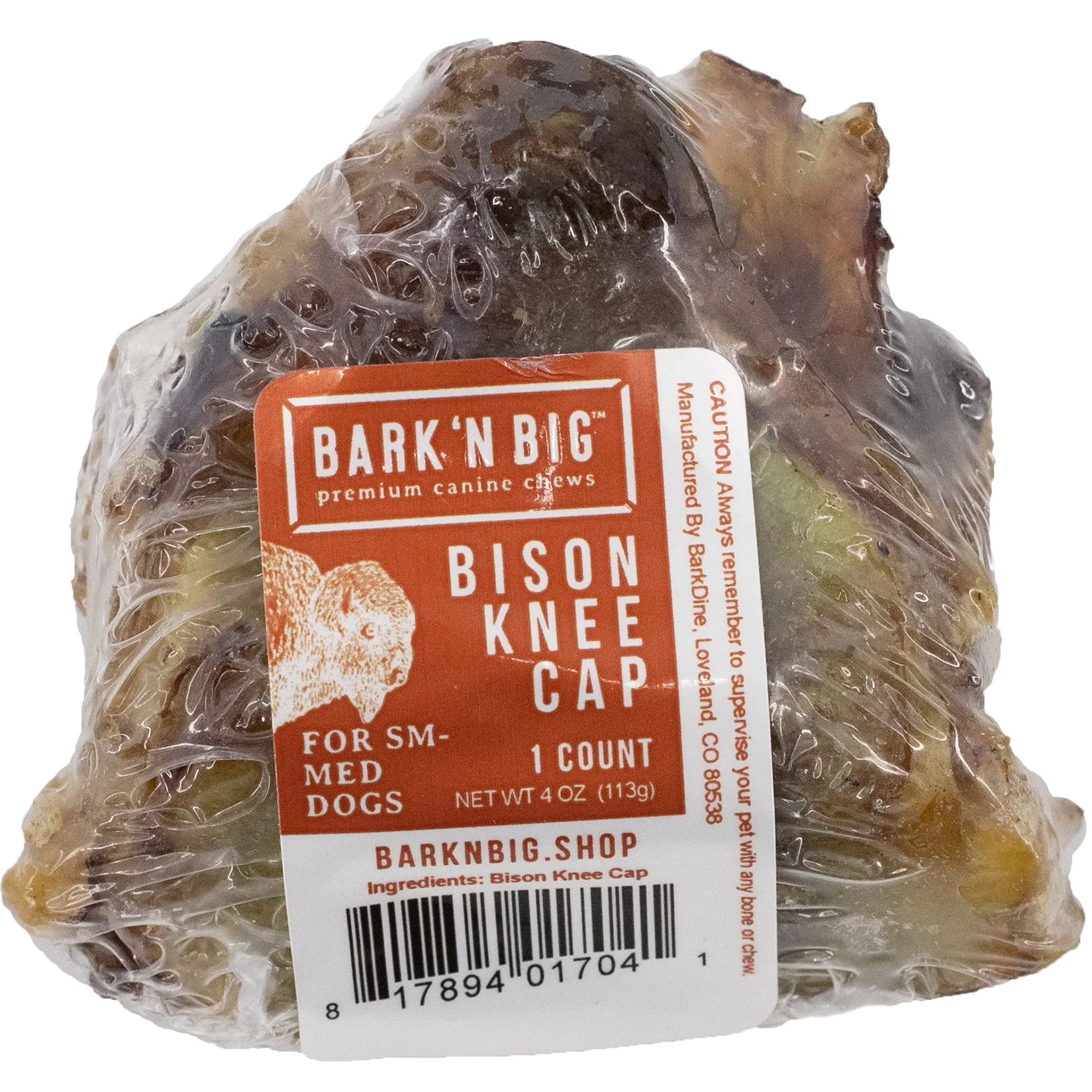 BarkNBig USA Bison Knee cap Dog Treat