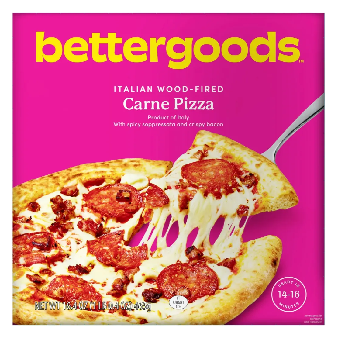 bettergoods Italian Wood-Fired Carne Frozen Pizza, 16.4 oz