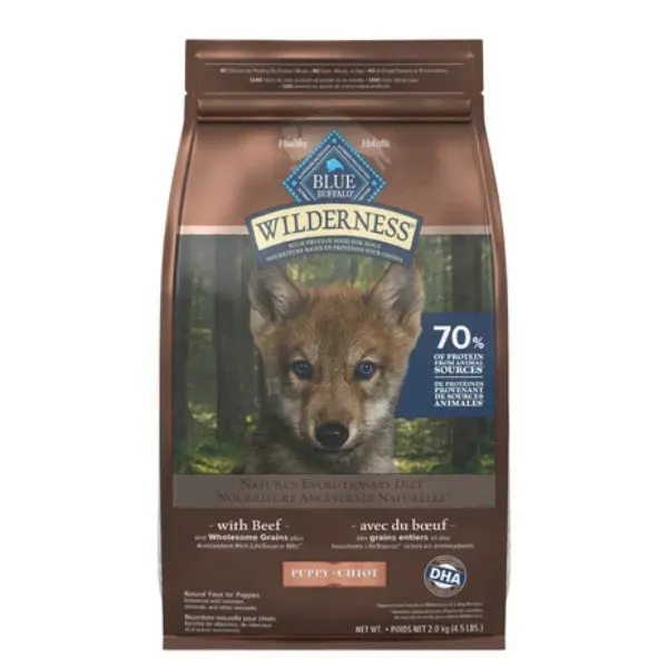 Blue Buffalo Wilderness Puppy Beef With Grain Dog Food 24lb