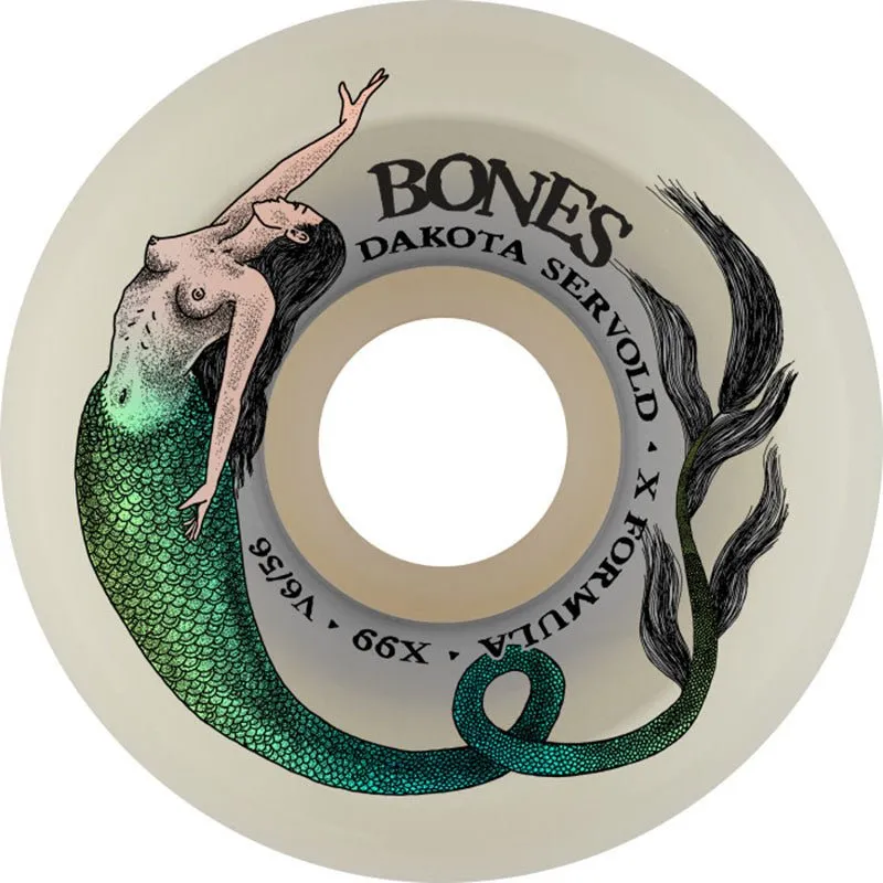 Bones 56mm 99a  X-Formula Servold Mermaid V6 Wide-Cut Skateboard Wheels 4pk