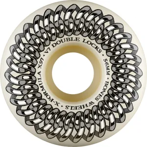 BONES WHEELS X-Formula Skateboard Wheels Double Lock V7 56mm 97A 4PK White