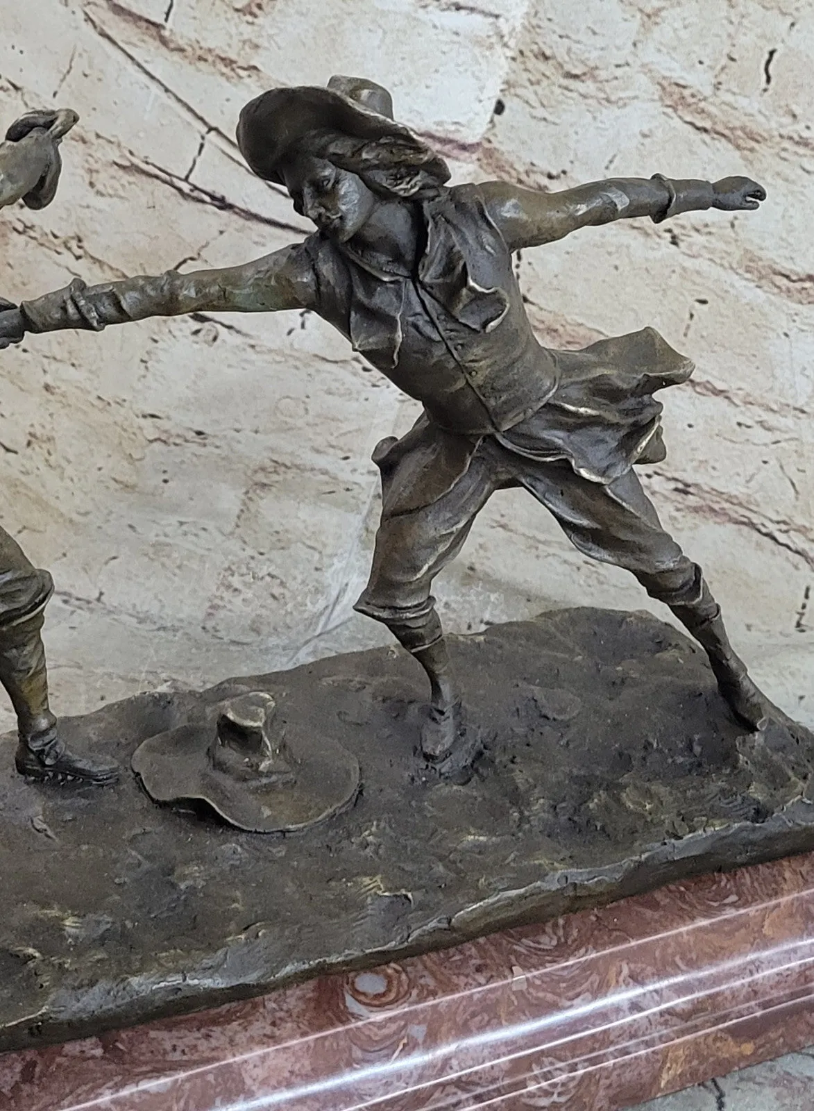 Bronze Sculpture Hot Cast Hand Made Large Two Fencer Fencing Museum Quality