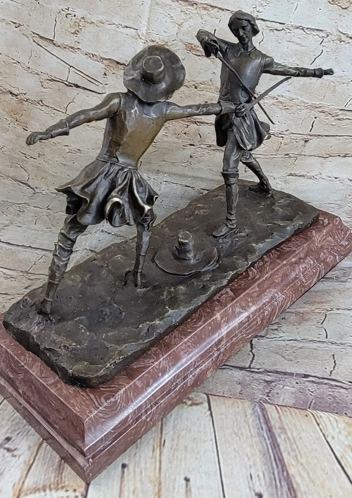 Bronze Sculpture Hot Cast Hand Made Large Two Fencer Fencing Museum Quality