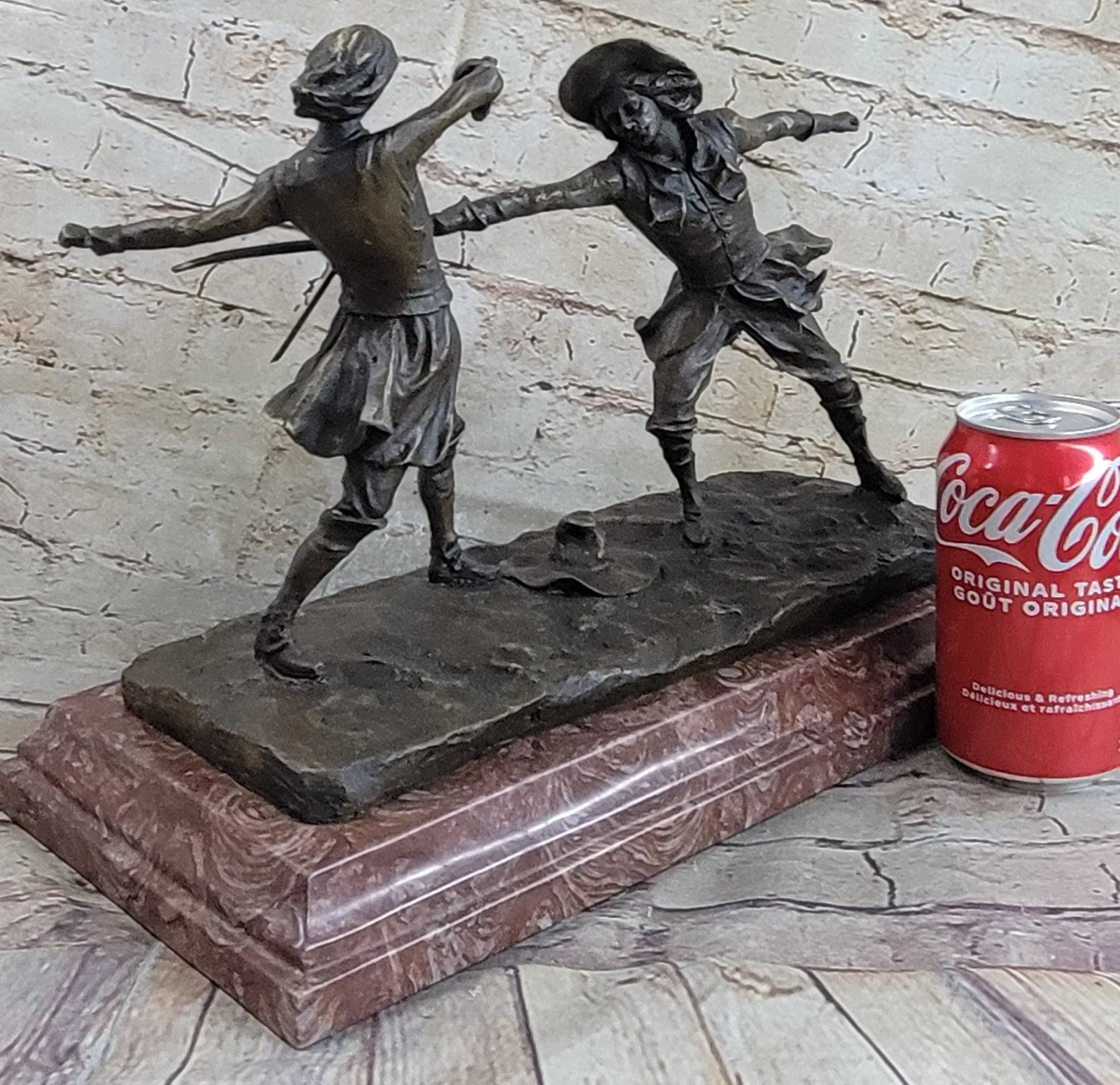 Bronze Sculpture Hot Cast Hand Made Large Two Fencer Fencing Museum Quality