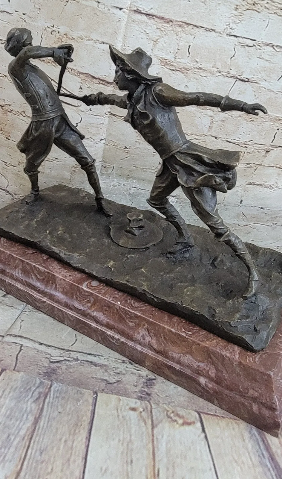 Bronze Sculpture Hot Cast Hand Made Large Two Fencer Fencing Museum Quality