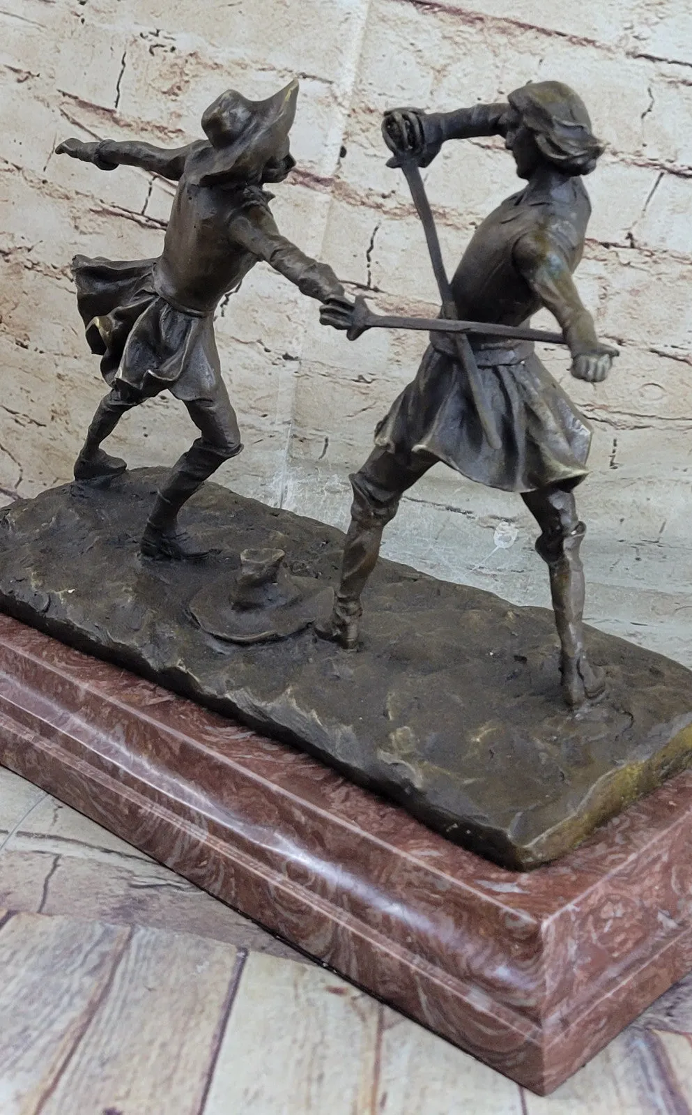 Bronze Sculpture Hot Cast Hand Made Large Two Fencer Fencing Museum Quality