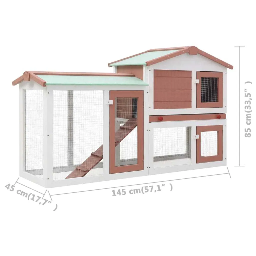 Brown & White Outdoor Hutch 145cm