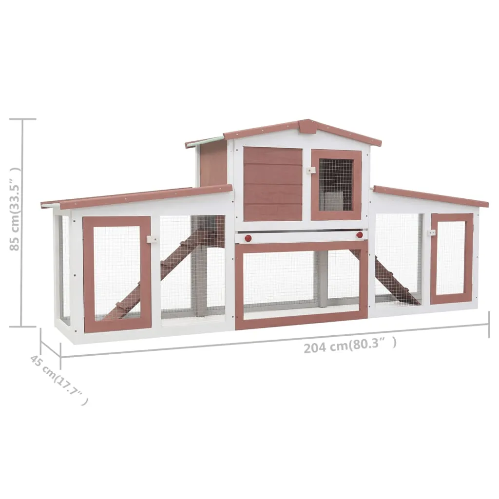 Brown & White Outdoor Hutch 204cm