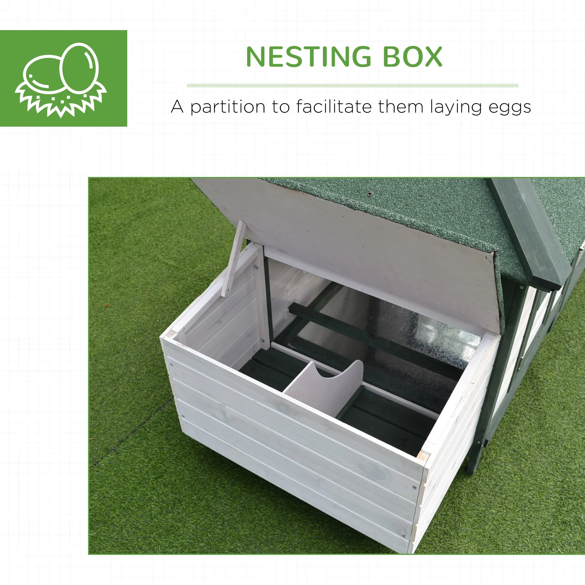 Chicken Coop Hen Poultry House w/ Nesting Box Outdoor Run Patio Wooden