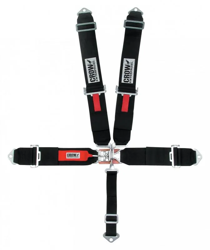 Crow 5-Way Standard 3" Latch & Link Harness - 60" Lap Belt - Black