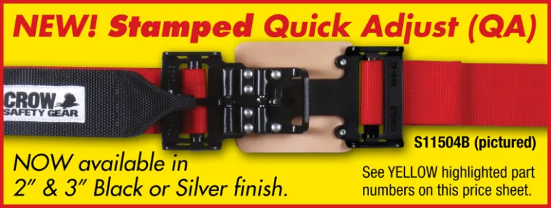 Crow QA 5-Way Duck Bill 3" Latch & Link Harness w/ Harness Pads - 55'' Seat Belts - Red