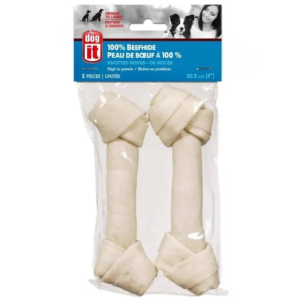 Dogit White Beefhide Knotted Bones for Dogs