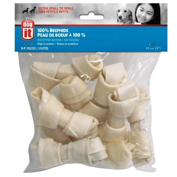 Dogit White Beefhide Knotted Bones for Dogs