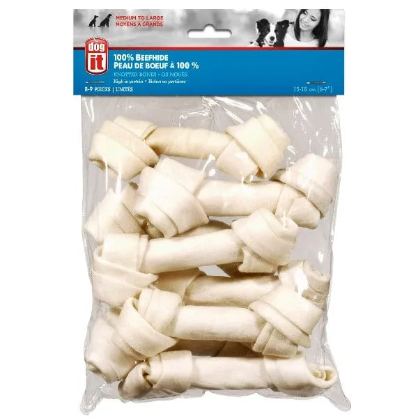 Dogit White Beefhide Knotted Bones for Dogs