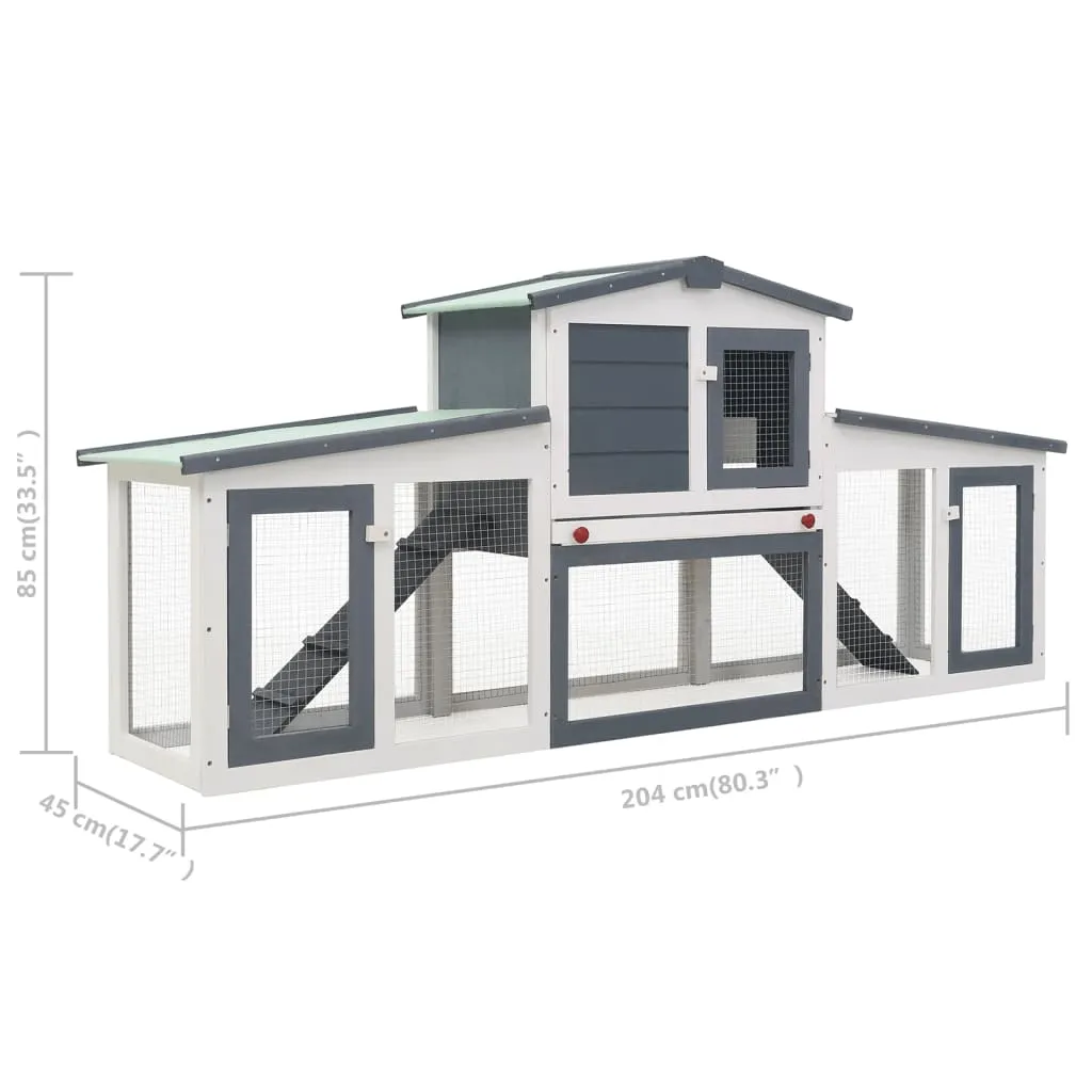 Grey & White Outdoor Hutch 204cm