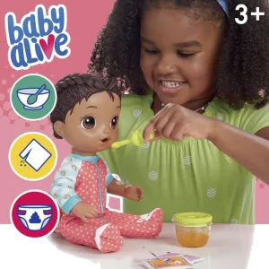 HASBRO  Baby Alive Mix My Medicine Baby: Includes doll, diaper, medicine cup and dropper, 2 packets of doll medicine, interactive thermometer, removable pajamas, bandage stickers, tissue, and instructions - E6941