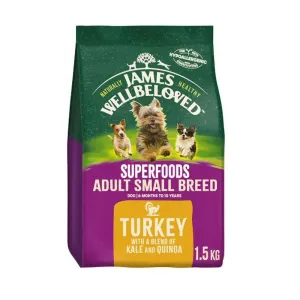 James Wellbeloved Superfoods 1.5kg Turkey with Kale & Quinoa Adult Small Breed Dog Food