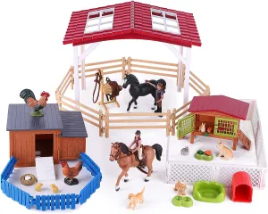 Kids Farm Animal House Toys Barn Farmhouse Playset