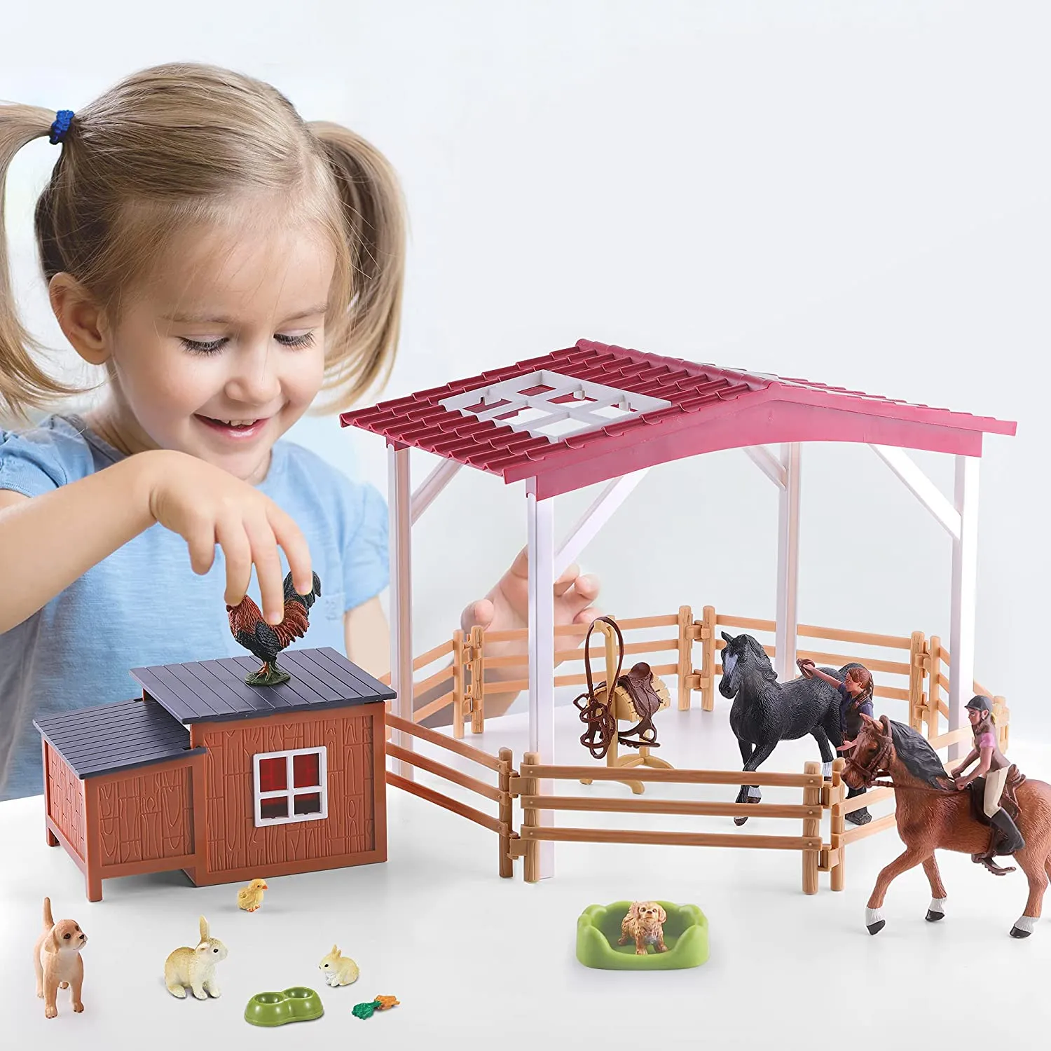 Kids Farm Animal House Toys Barn Farmhouse Playset