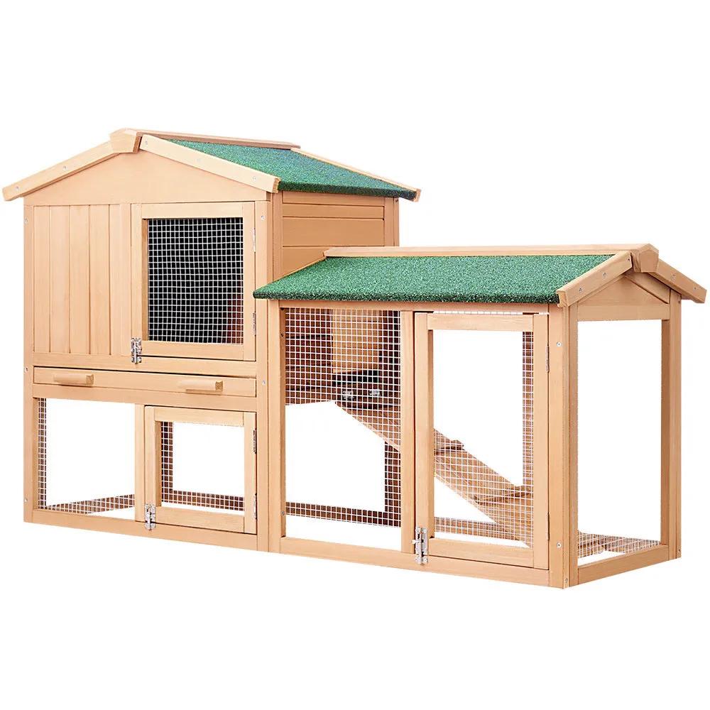 Large Wooden Chicken Coop Rabbit Hutch w/ Slide-Out Tray - i.Pet