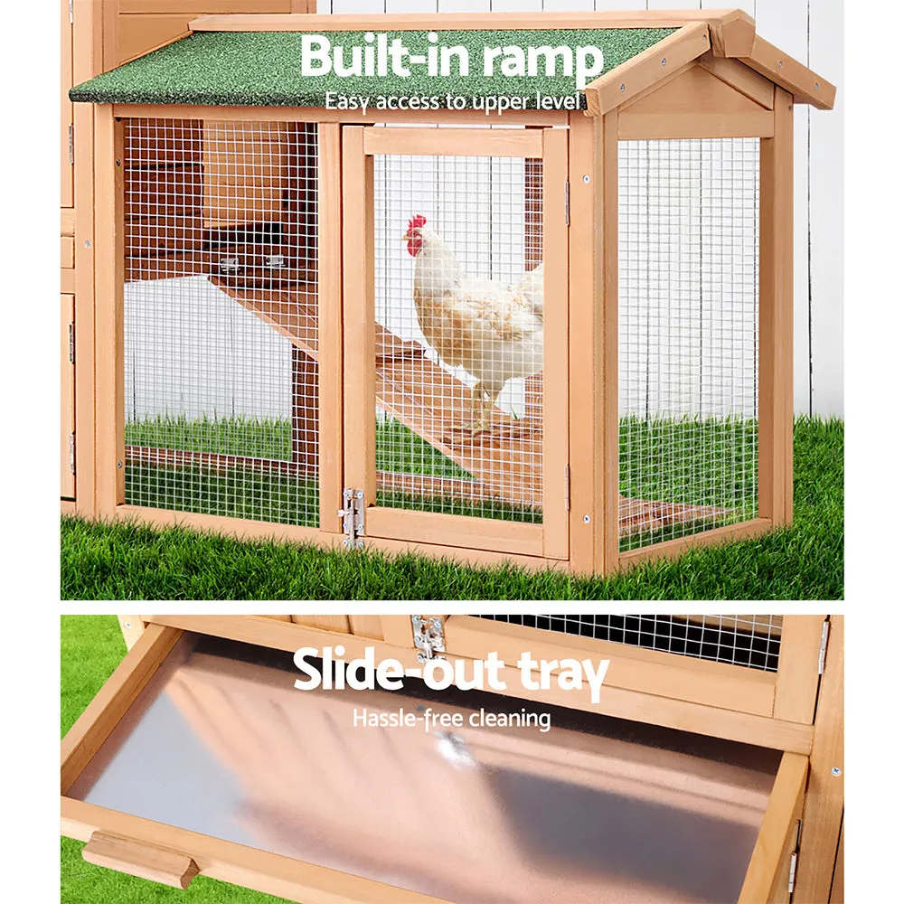 Large Wooden Chicken Coop Rabbit Hutch w/ Slide-Out Tray - i.Pet