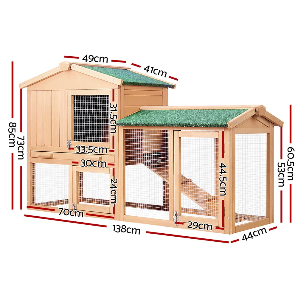 Large Wooden Chicken Coop Rabbit Hutch w/ Slide-Out Tray - i.Pet