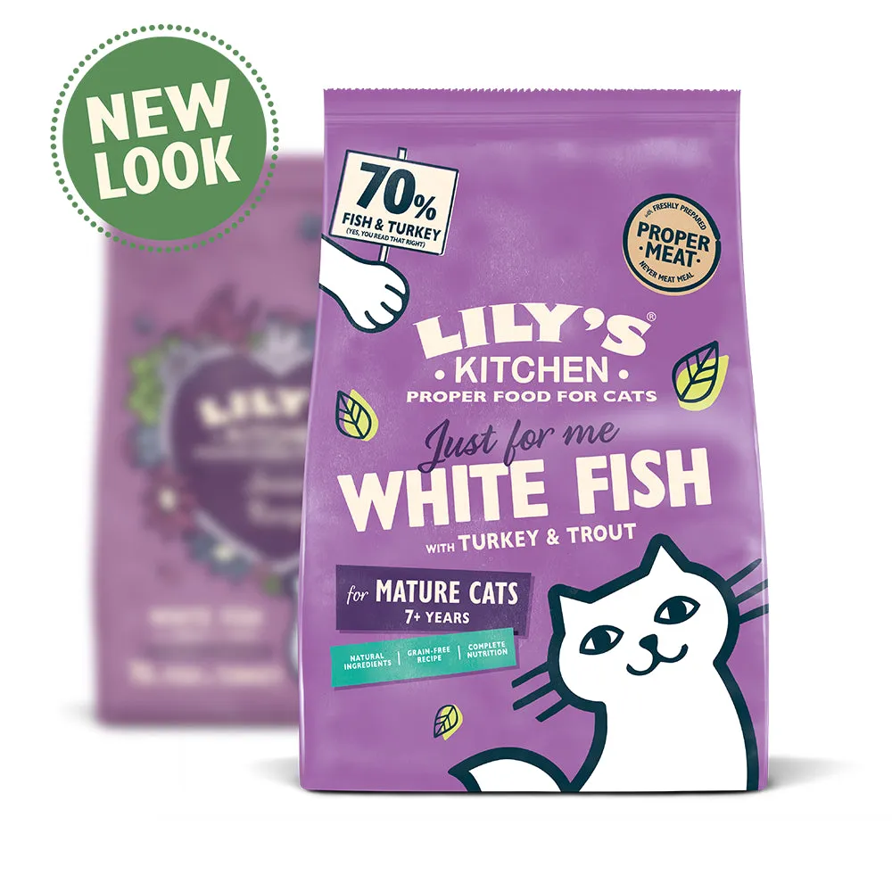 Lily's Kitchen White Fish with Turkey & Trout Senior Cat Dry Food 800g