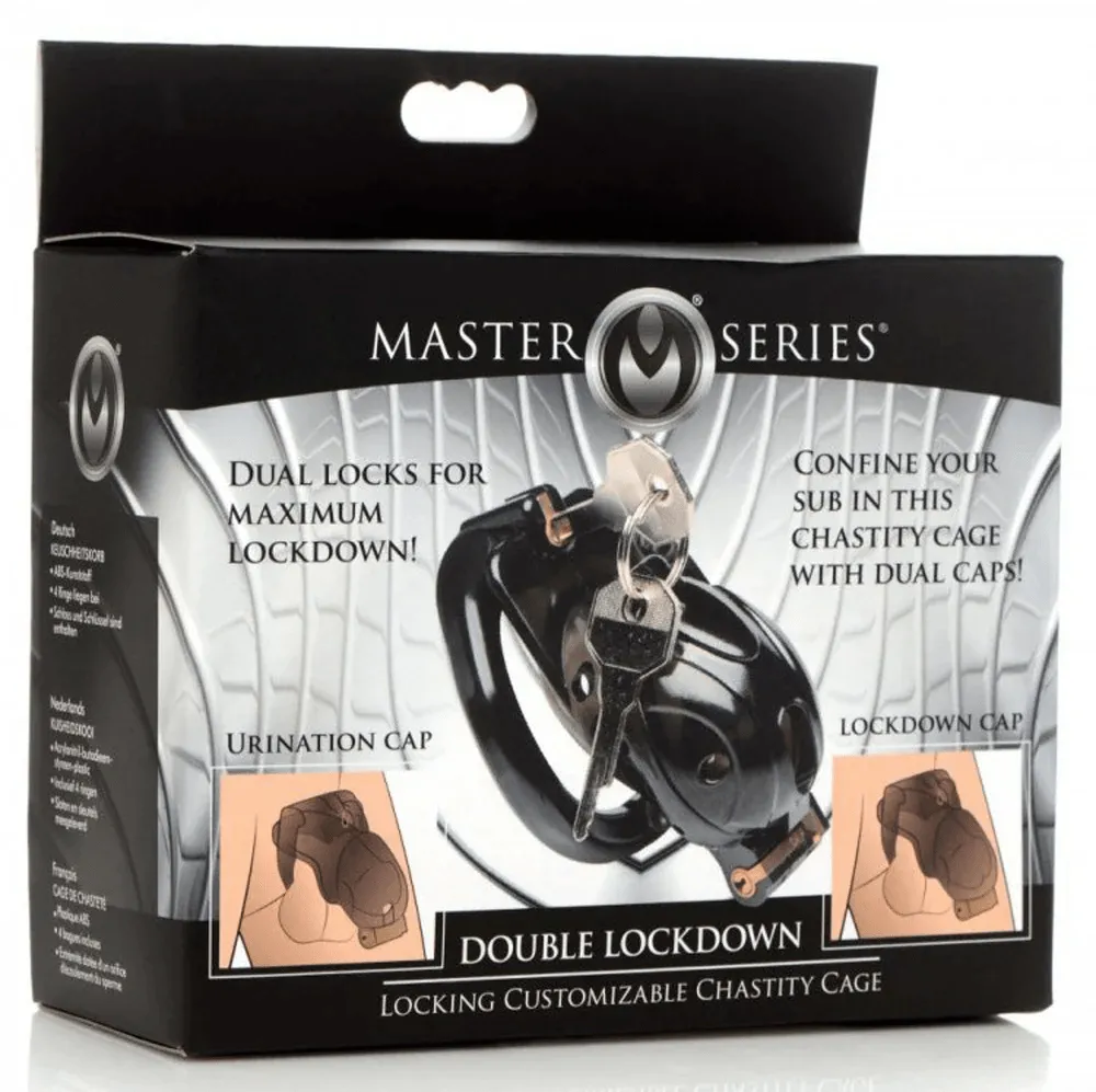 Master Series Double Lockdown Locking Customizable Chastity Cage