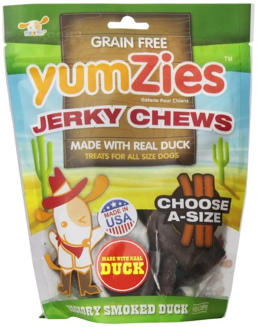 Nootie Yumzies Grain Free Duck Jerky Chews Hickory Smoked Flavor Dog Treats