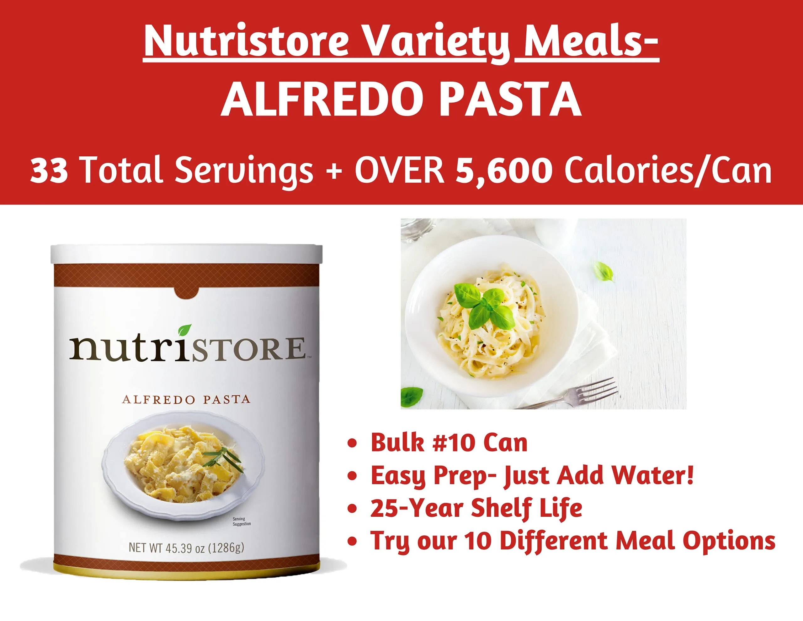 Nutristore Alfredo Pasta #10 Can - 33 Servings