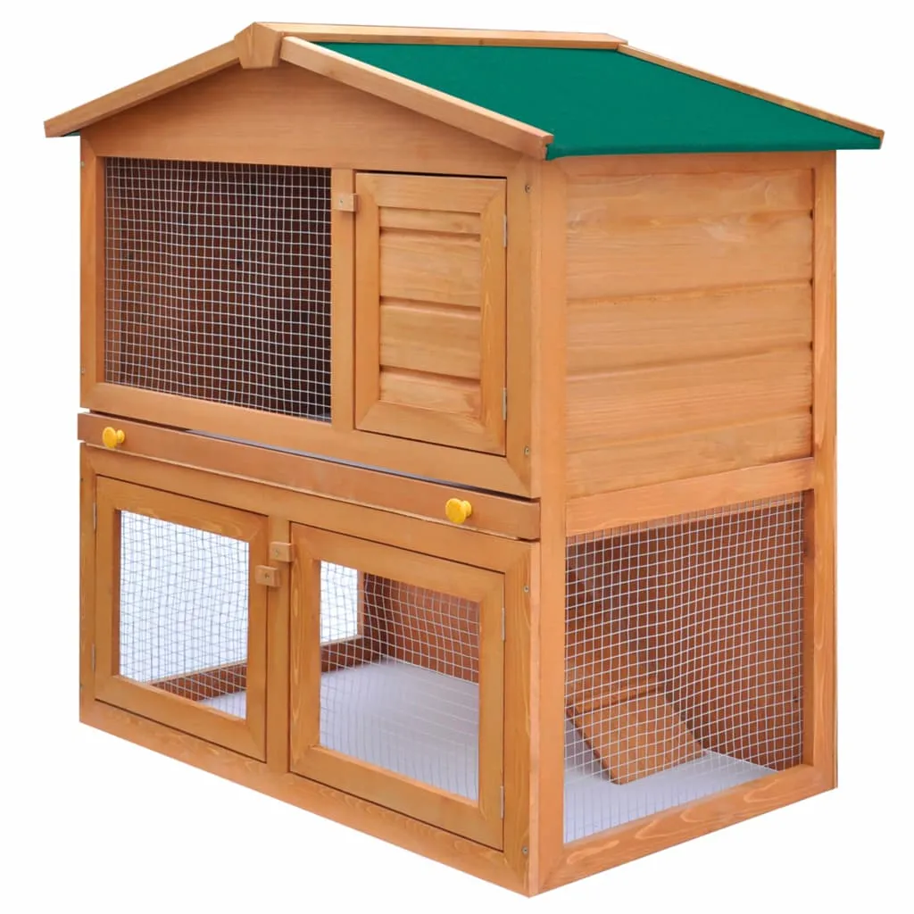 Outdoor Animal Hutch Small Animal Cage 3 Doors Wood