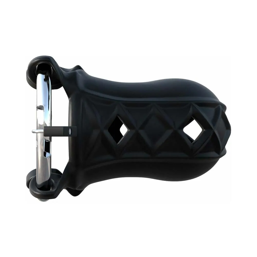 Pipedream Fantasy C-Ringz Extreme Silicone Cock Blocker Locking Chastity Cage Black