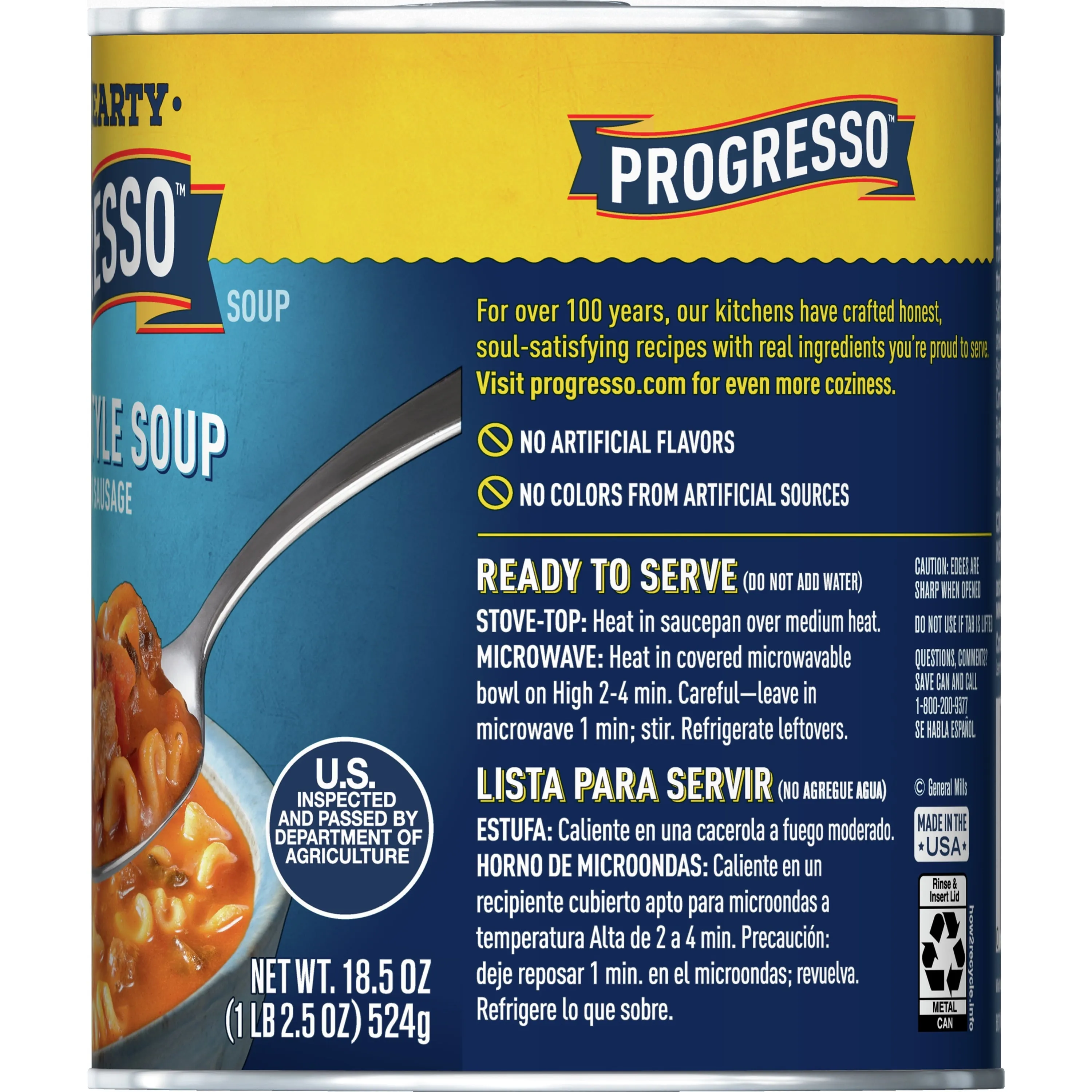 Progresso Rich & Hearty, Lasagna-Style Soup With Italian Sausage, Canned Soup, 18.5 oz.