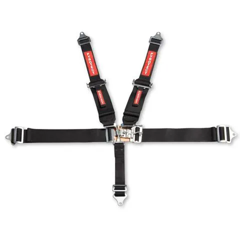 Pyrotect 5-Point Standard Latch & Link Harness w/ Bolt Plates - 3" Harness/2" Lap - Pull Down Adjust - Red