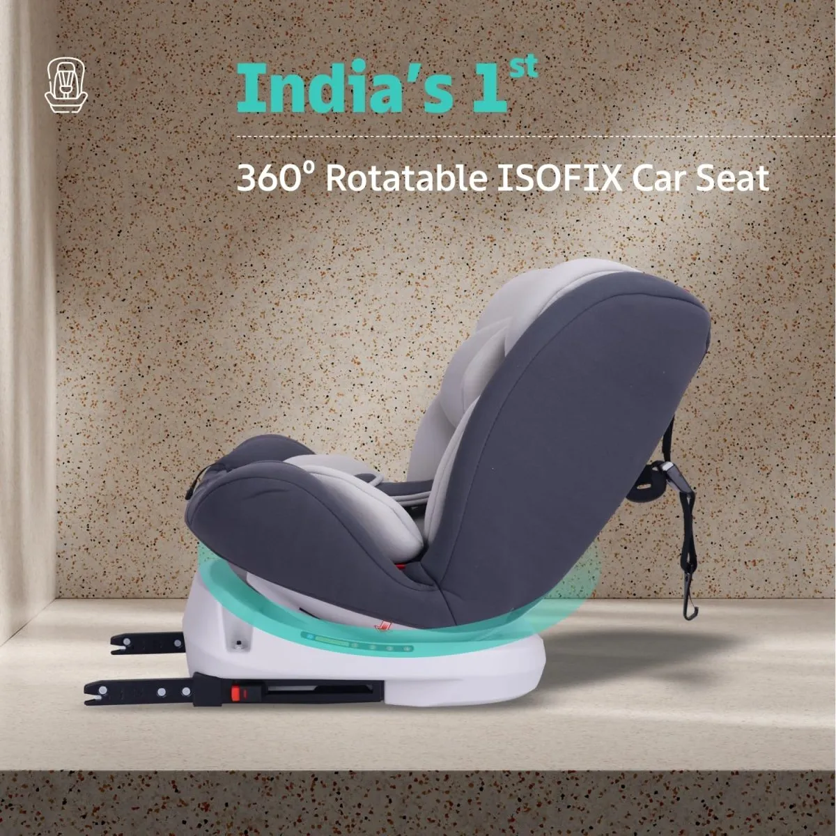 R for Rabbit Jack N Jill Grand ISOFIX Convertible Baby Car Seat for Kids- Grey