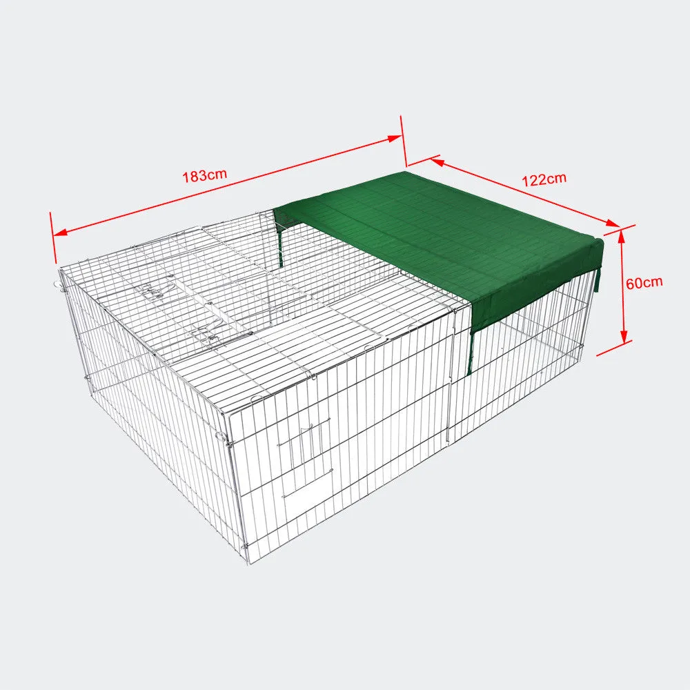 Rabbit Open Enclosure 183x122x60cm Guinea Pig Run with Sun Protection