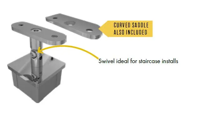 Rail support with saddles for 50mm square tube