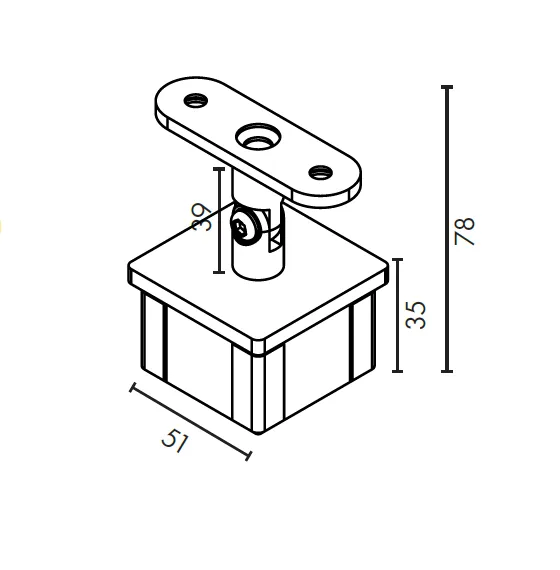 Rail support with saddles for 50mm square tube