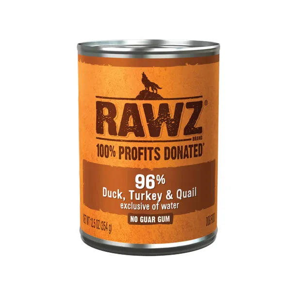 Rawz 96% Duck Turkey & Quail Pate Can Dog