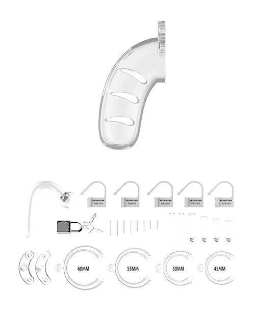 Shots Man Cage 4.5" Cock Cage W-plug 11 - Clear