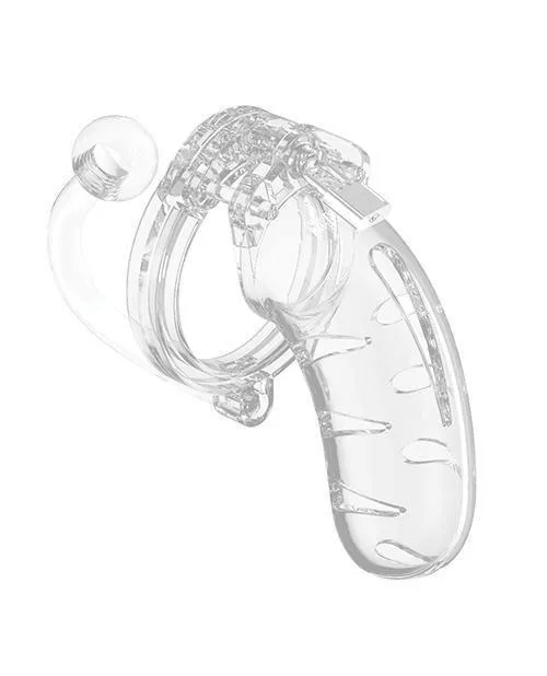 Shots Man Cage 4.5" Cock Cage W-plug 11 - Clear