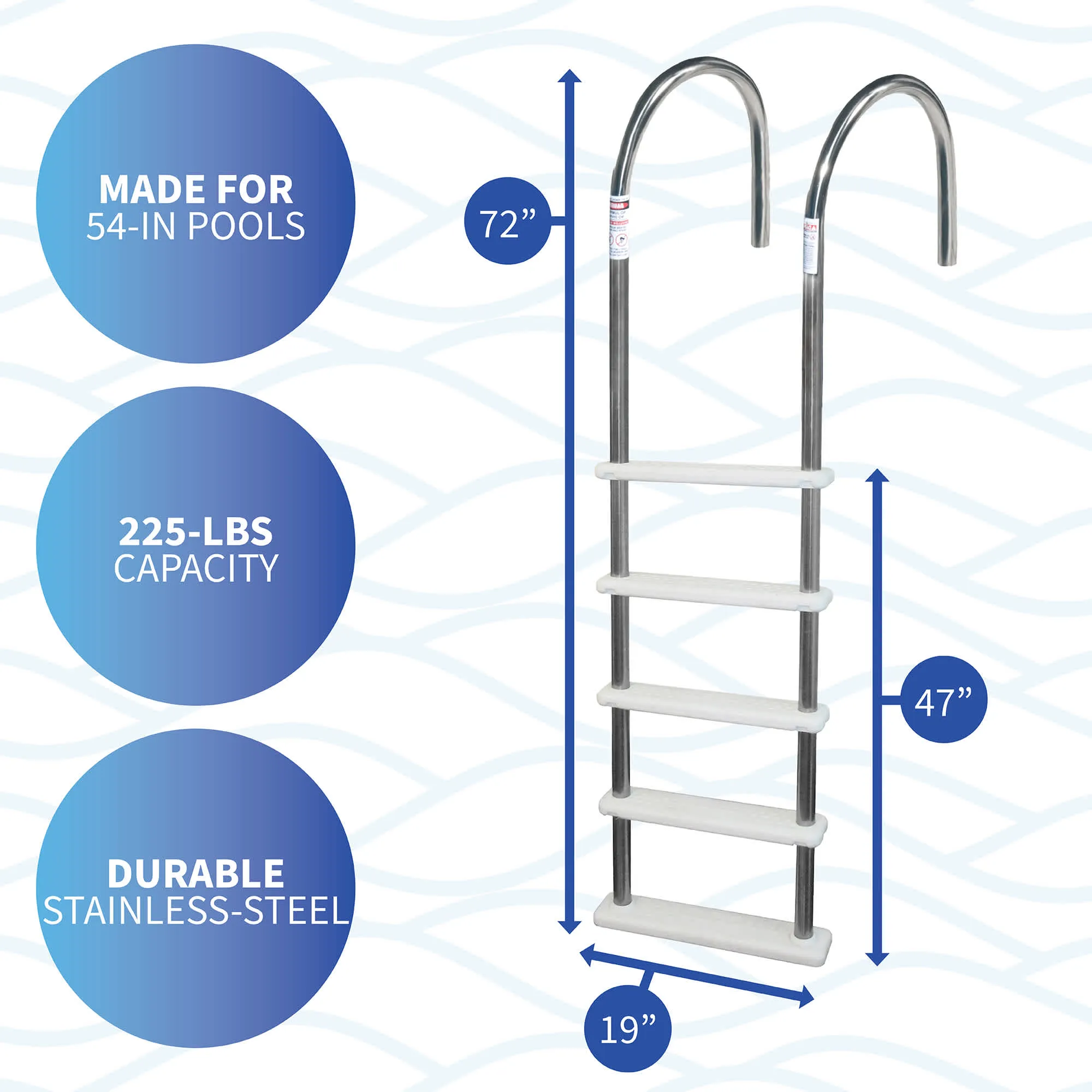 Standard Stainless Steel In-Pool Ladder for Above Ground Pools