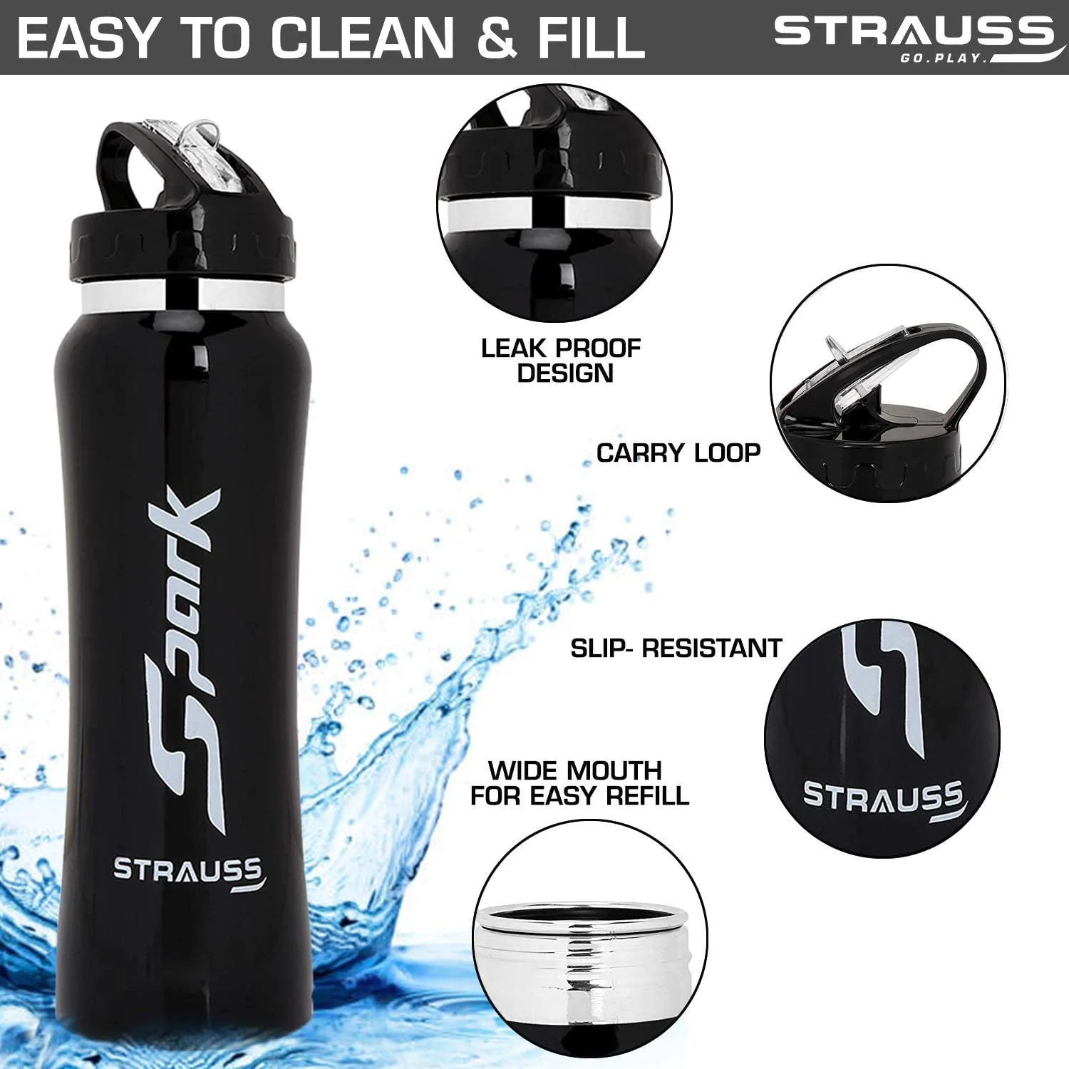 STRAUSS Yoga Stainless Steel Water Bottle